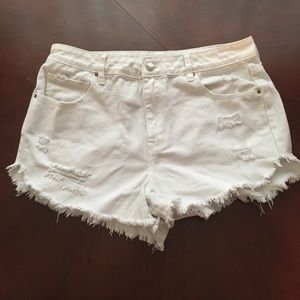 Pac Sun White Distressed Denim Shorts